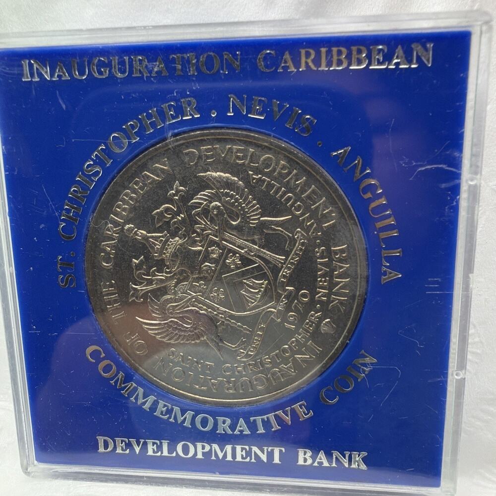 Anguilla 1970 4 Dollars - FAO Coin, in Case - Inauguration of Caribbean Dev Bank